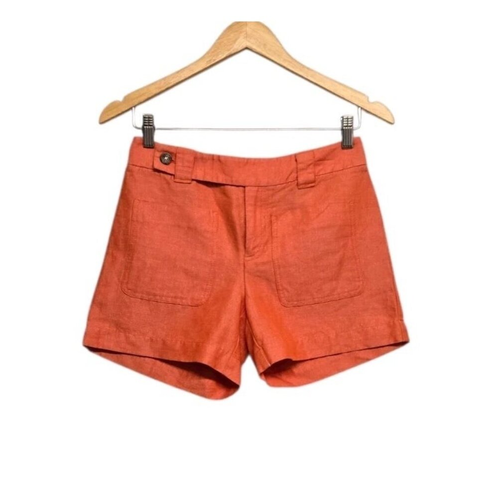 Daughters of the Liberation  Womens Size 0 Orange Linen Cotton Shorts Preppy